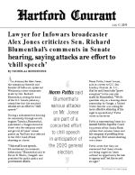 Click for pdf: Lawyer for Infowars broadcaster Alex Jones criticizes Sen. Richard Blumenthal’s comments in Senate hearing, saying attacks are effort to ‘chill speech’