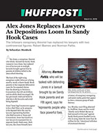 Click for pdf: Alex Jones Replaces Lawyers As Depositions Loom In Sandy Hook Cases