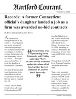 Click for pdf: Records: A former Connecticut official’s daughter landed a job as a firm was awarded no-bid contracts