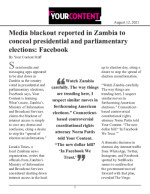 Click for pdf: Media blackout reported in Zambia to conceal presidential and parliamentary elections: Facebook